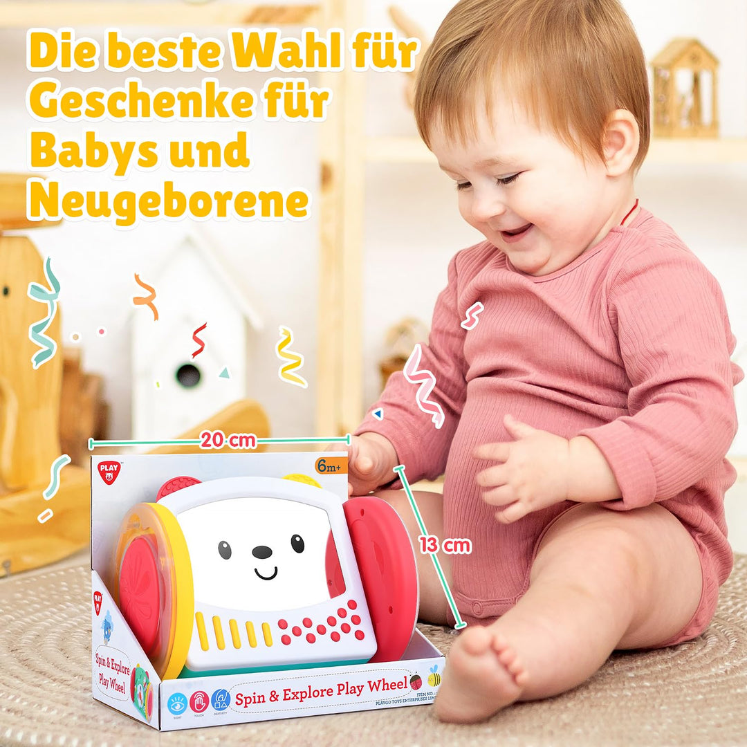 PLAY Babyspielzeug Rollender Spiegel für Baby Spielzeug ab 0 Monate, Krabbel Spielzeug und baby bauc