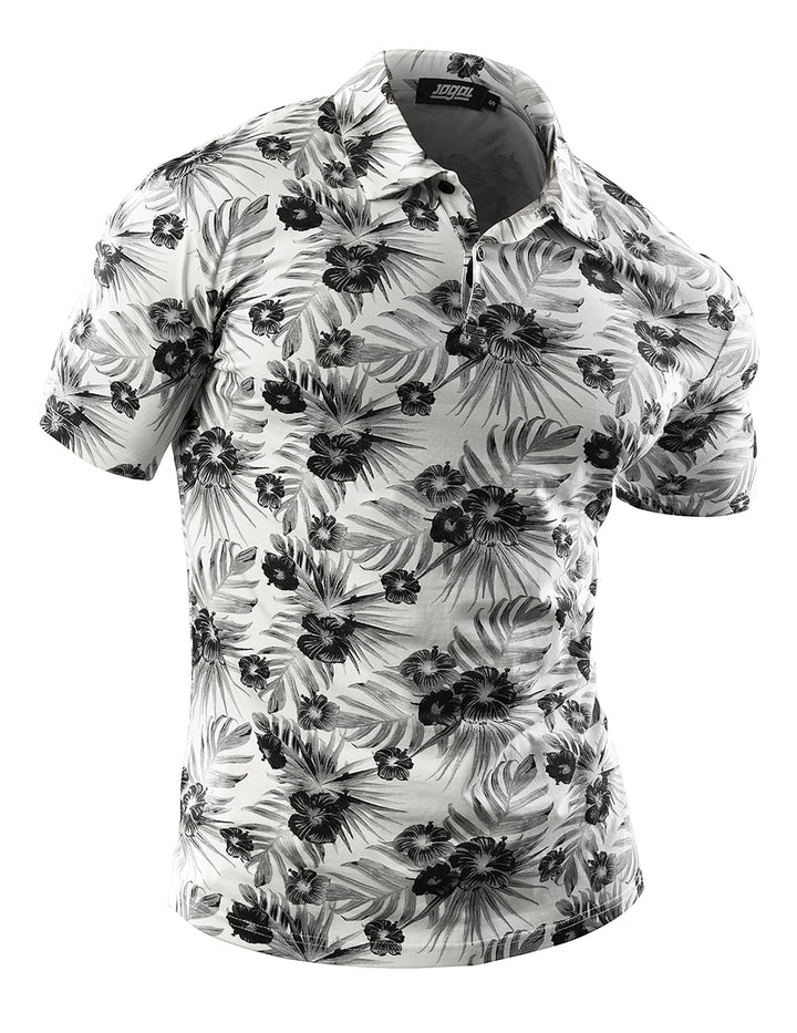 JOGAL Herren Golf Poloshirts Kurzarm Floral Sommer Freizeithemd Regular Fit Sport Outdoor Polo Tshir