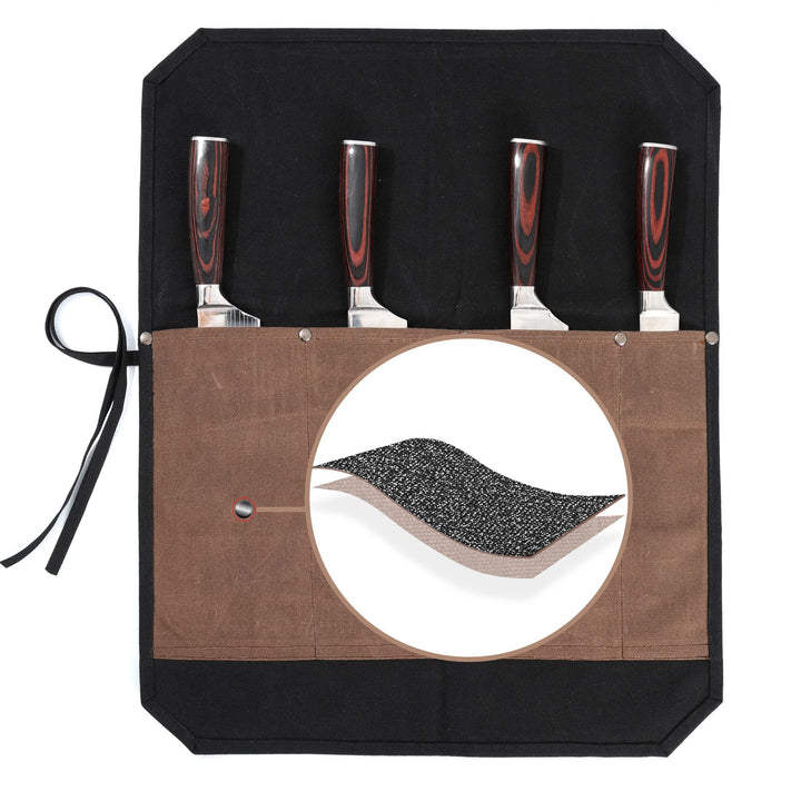Kaaltisy Kochmesser Roll, 16OZ gewachstes Segeltuch, Messertasche mit professionellem schnittfestem
