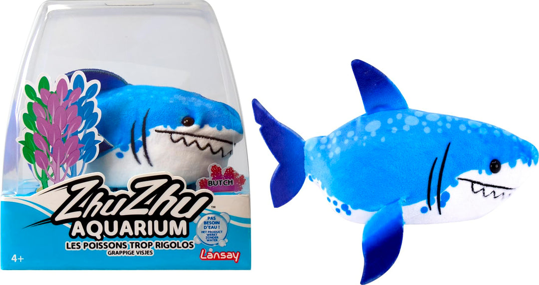 Lansay ZHU ZHU Aqua – Martin der Hai – Blau – Weiches &amp; interaktives Plüschtier für Kinder ab 4 Jahr