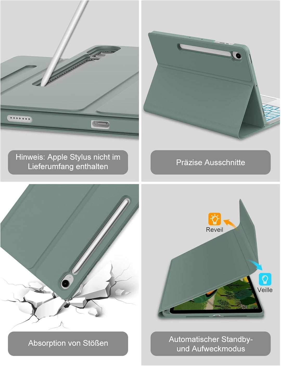Tastatur für Samsung Galaxy Tab S10+/S9FE+/S9+ con Touchpad, Hülle Tastatur Kompatibel mit Samsung T