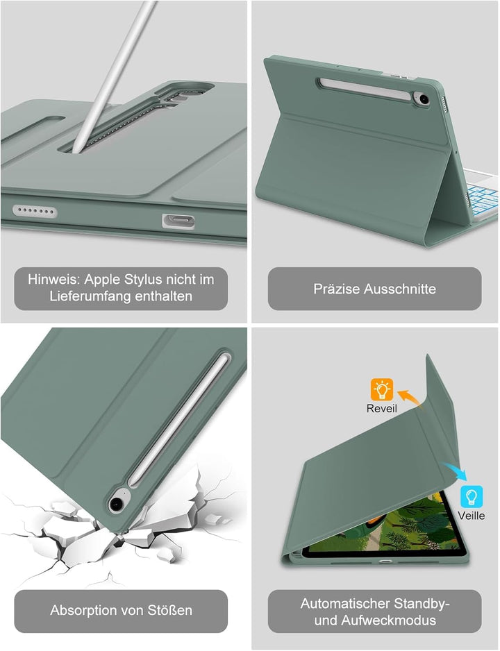 Tastatur für Samsung Galaxy Tab S10+/S9FE+/S9+ con Touchpad, Hülle Tastatur Kompatibel mit Samsung T