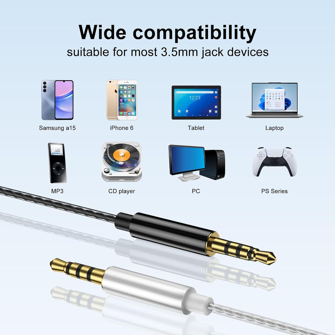 In Ear Kopfhörer mit Kabel, 3-er Set mit Mikrofon und Lautstärkeregler, Stereo, Leichte In-Ear Ohrhö