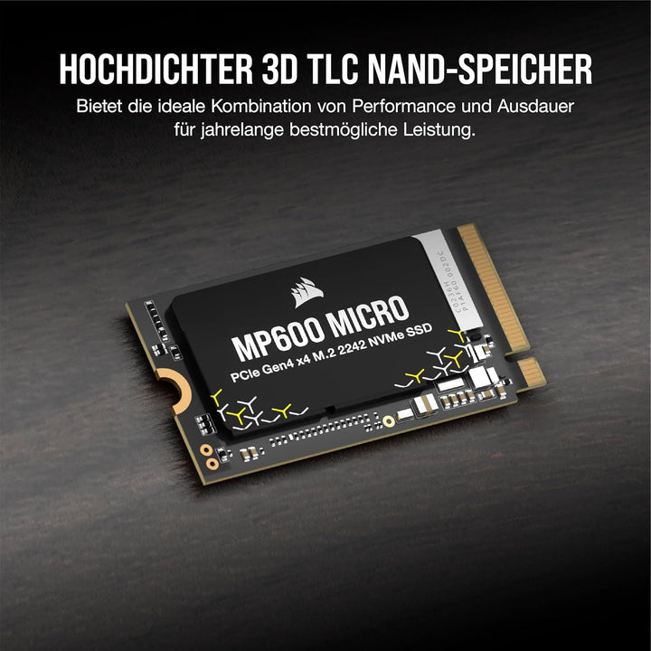 Corsair MP600 Micro 2TB M.2 NVMe PCIe x4 Gen4 SSD – M.2 2242 – Bis zu 7.000MB/Sek. Sequentielles Les
