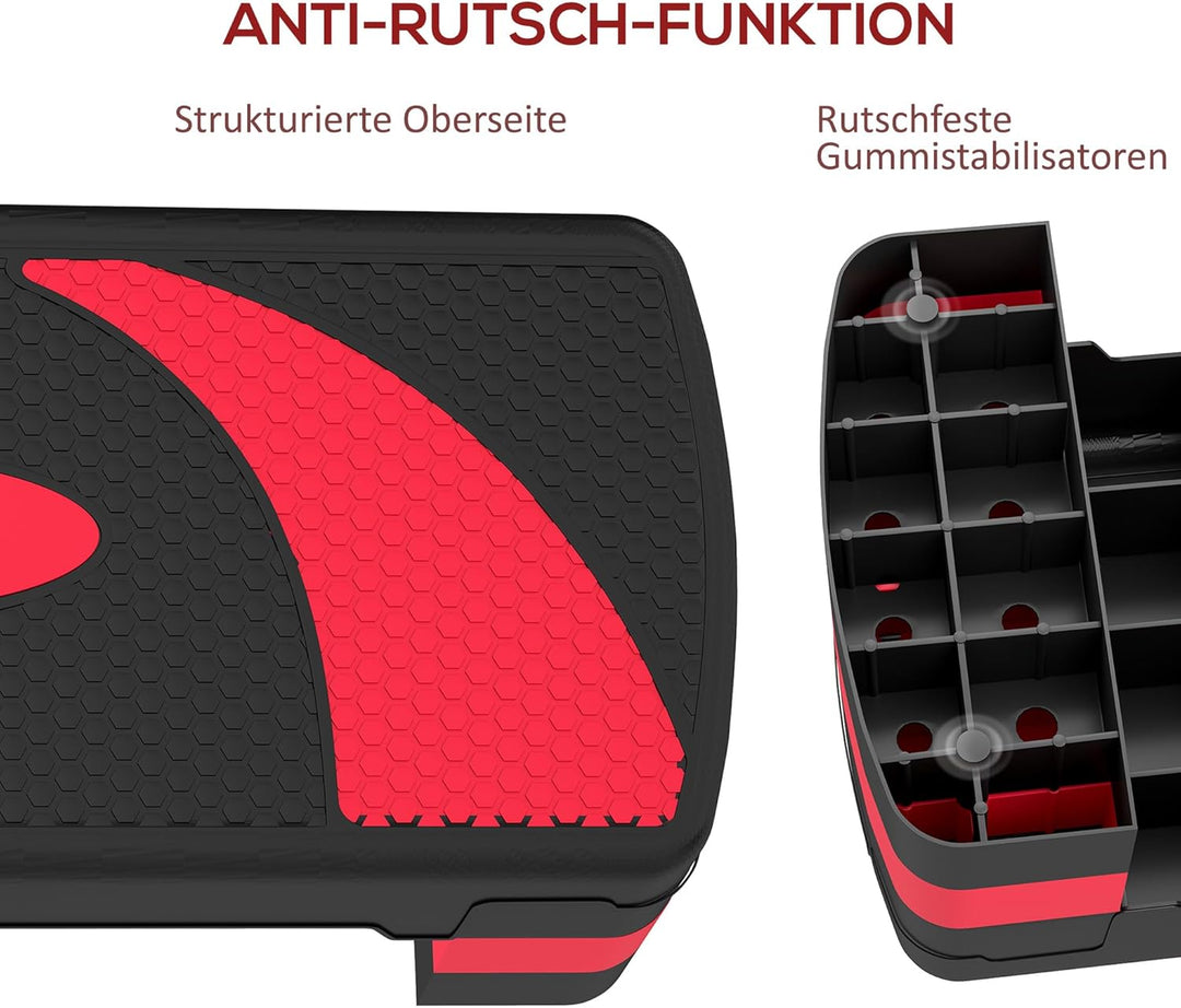 HOMCOM Steppbrett höhenverstellbar Fitness Stepper mit Antirutschbelag 3 Stufen (10/15/20 cm) Rutsch