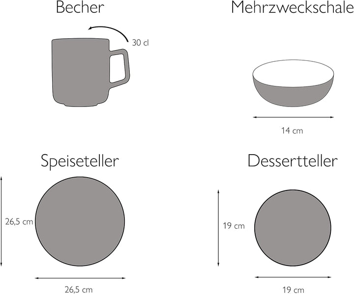CreaTable, 22582, Serie SAMBA, Geschirrset, Kombiservice 16 teilig, Kombiservice 16 teilig