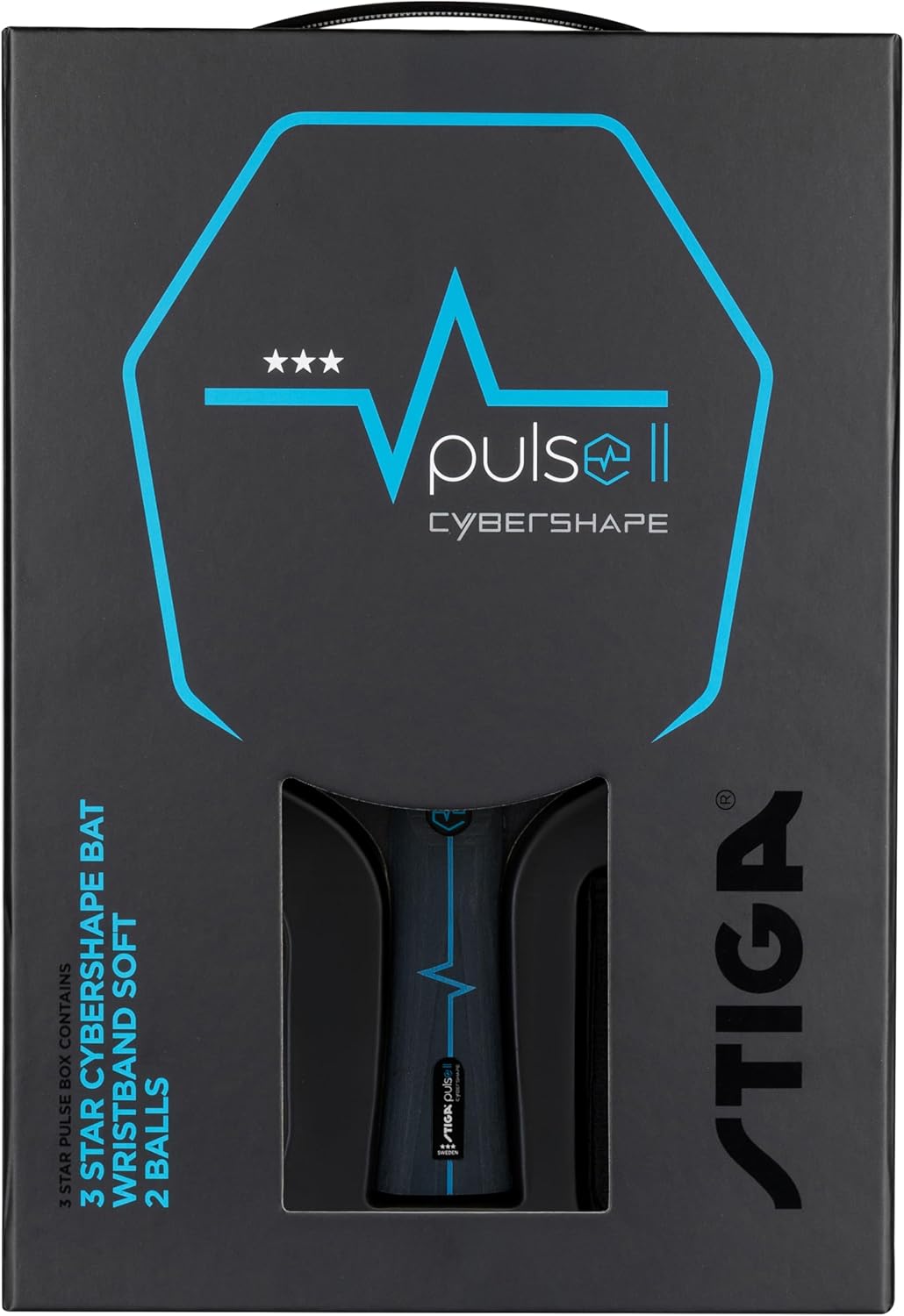 STIGA Tischtennis Set Pulse Box II 3-Star Cybershape - 3 Sterne ITTF-zugelassene Tischtennisschläger