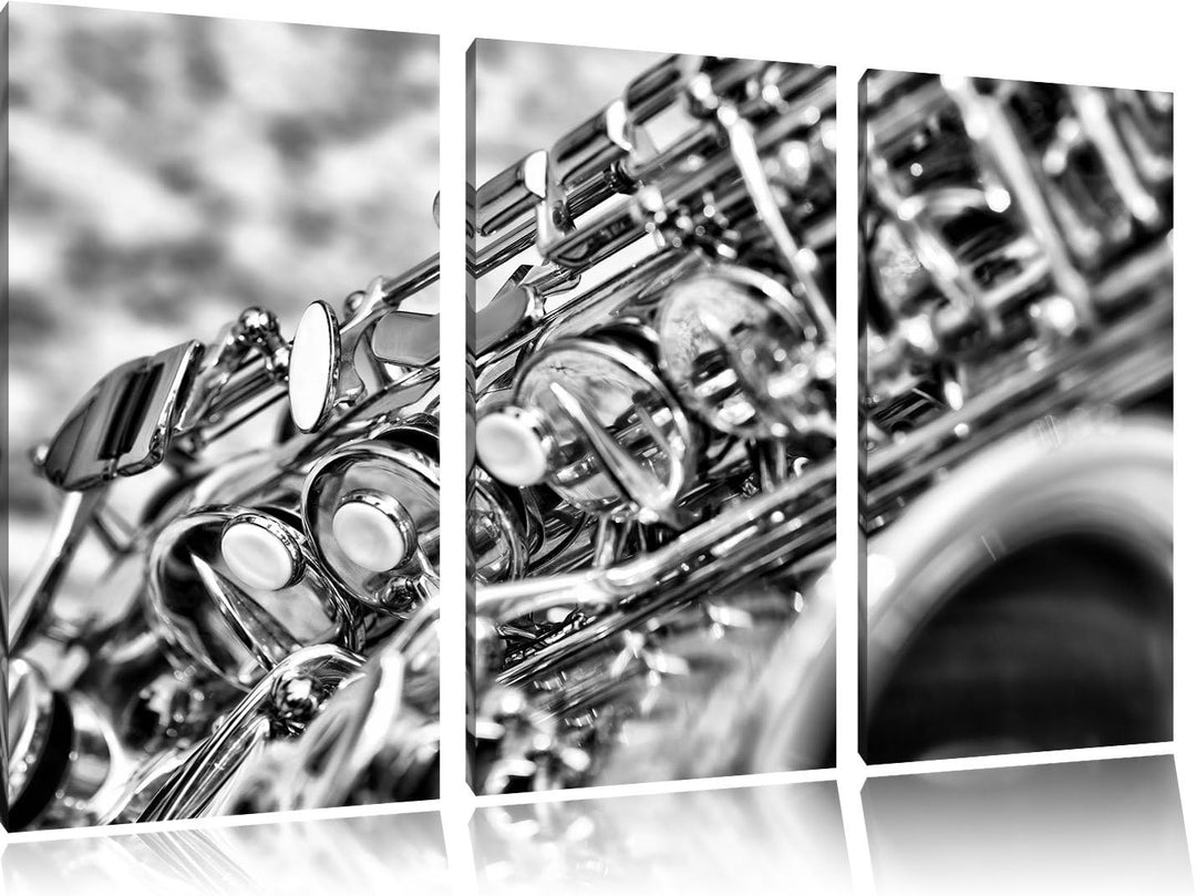 Pixxprint Saxophon als Leinwandbild | Grösse: 3 Teilig (120x80) | Wandbild| Kunstdruck | fertig besp