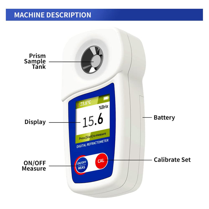 Digitales Brix-Refraktometer, Flagfront-Brix-Messgerät, Refraktometer, automatische Temperaturkompen