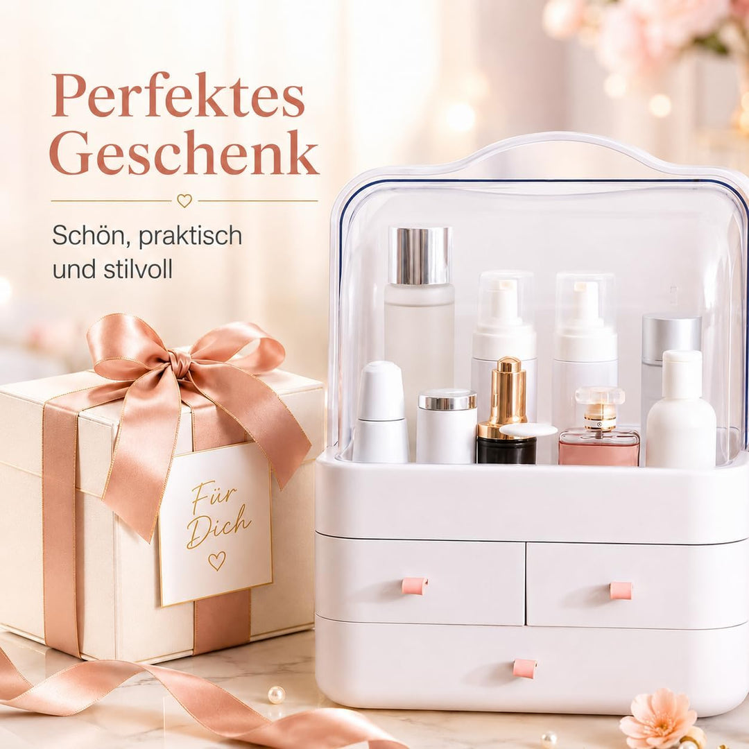 RMAN Make Up Kosmetik Organizer, Beauty Organizer 180° Drehung mit Deckel Staubdicht Kosmetische Auf