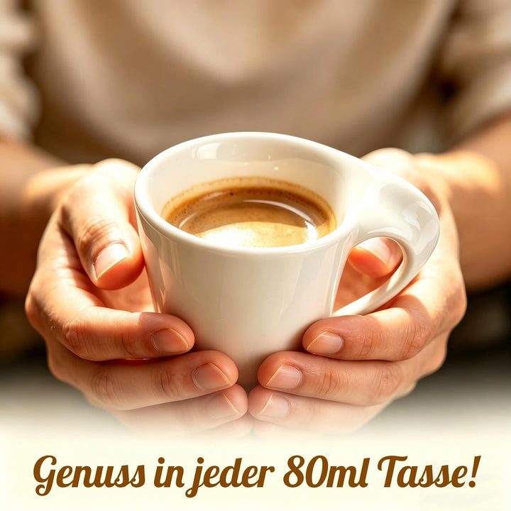 JUJOYBD Espressotassen Set mit Ständer, 6 x 80ml Porzellan Espresso Tassen mit Untertassen Set, Mokk