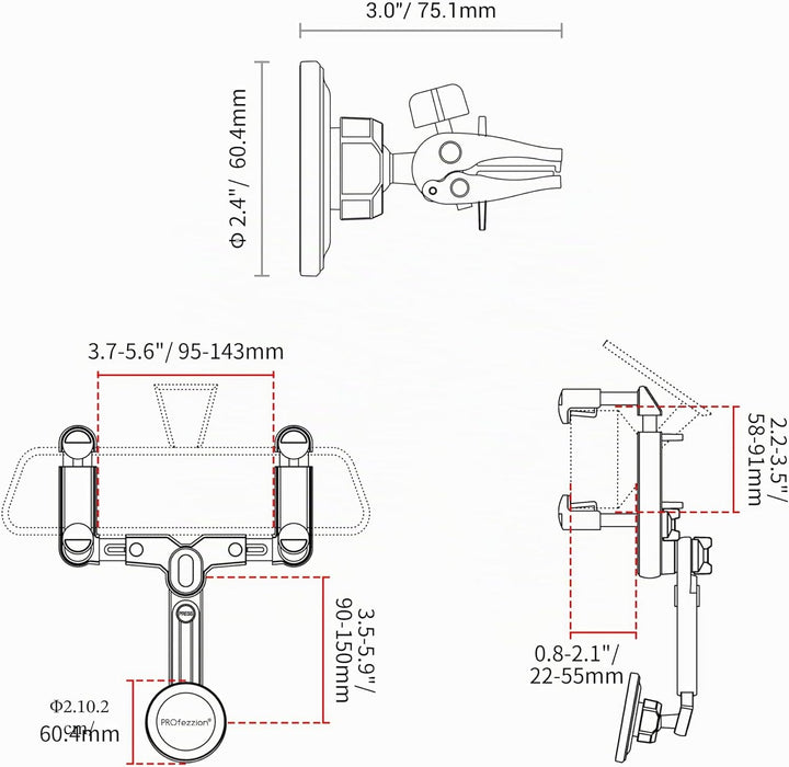 PROfezzion Handyhalterung Auto Magnet für Rückspiegel Autospiegel Auto Spiegel oder Lüftung Kompatib