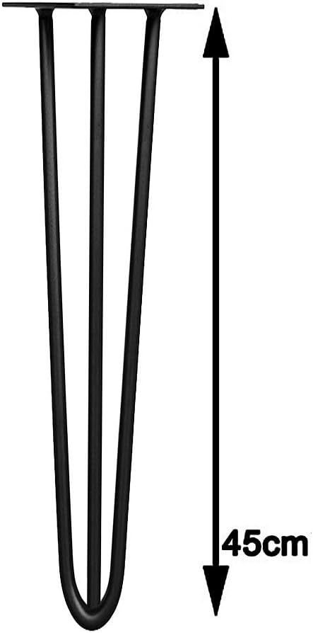 Melko 4 Stück Hairpin Legs Haarnadel Tischbeine aus 12 mm Stahl Tischfuss inkl. Bodenschoner | Höhe