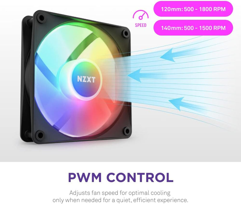 NZXT F120 RGB Core – 120 mm nabenmontierter RGB-Lüfter – 8 einzeln ansteuerbare LEDs – Halbtranspare