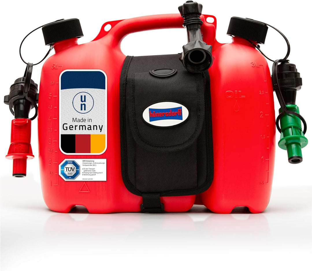 hünersdorff 805062 PROFI Doppelkanister / Kombikanister für Kraftstoff und Öl mit Satteltasche und z
