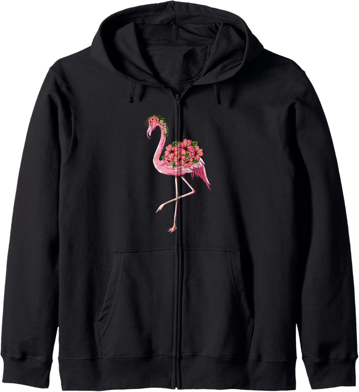 Süsse Flamingo-Blumen Sommer Tropische Geschenk Frauen Mädche Kapuzenjacke