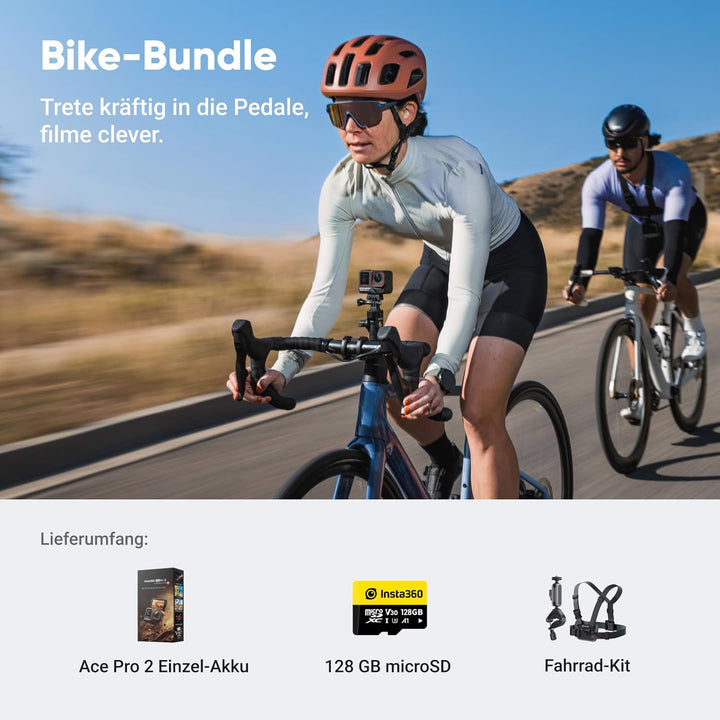 Insta360 Ace Pro 2 Bike-Bundle - 8K wasserdichte Actionkamera mit Leica entwickelt, 1/1,3" Sensor, D
