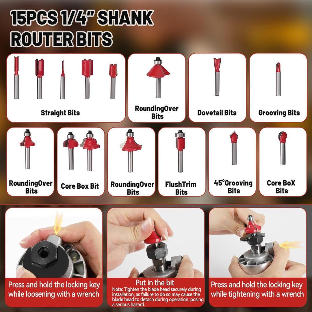 Kabelloser Power-Router kompatibel mit Milwaukee M18 18 V Akku, Aluminium-Basis, 800 W 30000 U/min b