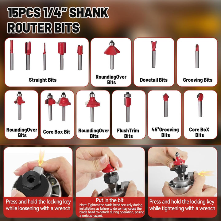 Kabelloser Power-Router kompatibel mit Milwaukee M18 18 V Akku, Aluminium-Basis, 800 W 30000 U/min b