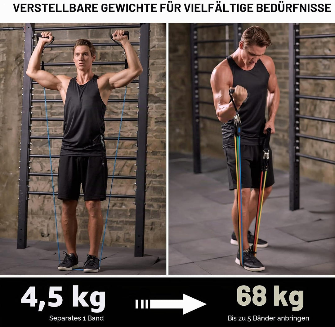Odoland Resistance Bands Gymnastikband Widerstandsband Set mit Trainingsguide: 5X Expander Tubes, 4