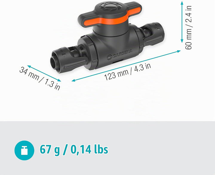 Gardena Micro-Drip-System Regulier- und Absperrventil 13 mm (1/2 Zoll): Einfache Rohrabsperrung und