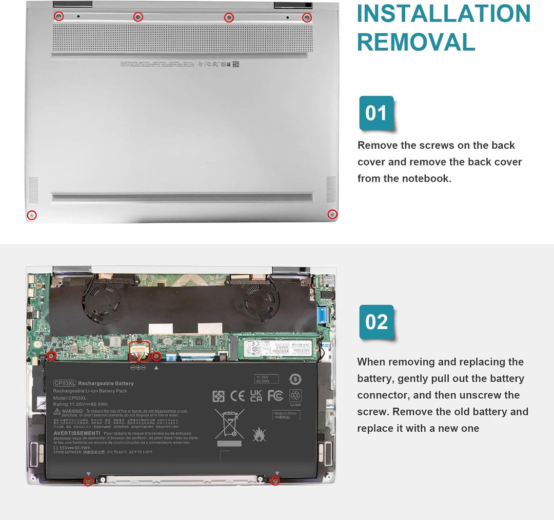 ASUNCELL 60.9Wh CP03XL Laptop Akku für HP Spectre 13 X360 13-ae000 13-ae049ng 13-ae040ng 13-ae006no