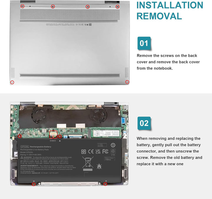 ASUNCELL 60.9Wh CP03XL Laptop Akku für HP Spectre 13 X360 13-ae000 13-ae049ng 13-ae040ng 13-ae006no