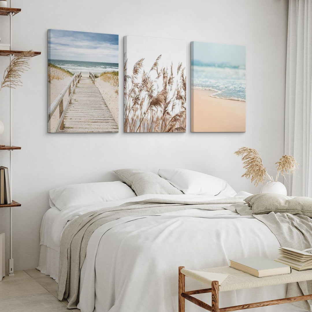Muralo - Wandbilder Set - Leinwand Bilder Set Aufhängefertig in Boho Stil - das Leinwandbilder Set -