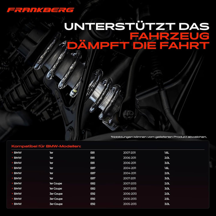 Frankberg 2x Federn Fahrwerksfeder Hinterachse Kompatibel mit 1er E81 2004-2011 1er Coupe E82 2007-2