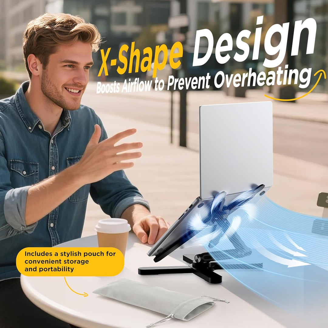 FoldWise X Premium Laptop-Ständer für Schreibtisch - 100% Aluminium, tragbar & 360° drehbar - Höhen-