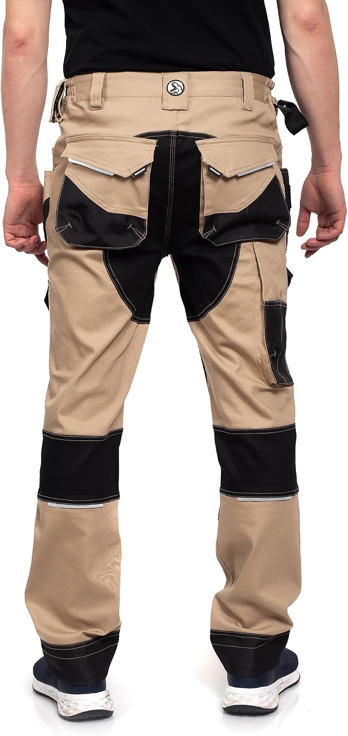 DINOZAVR Flex Lange Herren-Arbeitshose - Stretch Männer Bundhose - Elastische Cargohose mit Spandex