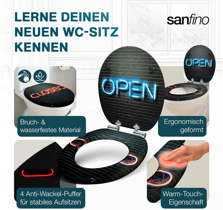 Premium WC Sitz mit Absenkautomatik – hochwertige Toilettendeckel aus Holz, viele bunte Motive, hohe