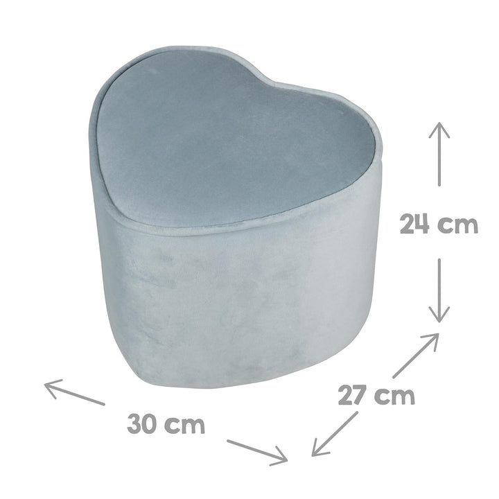 roba Kinderhocker Lil Sofa in Herzform - Bequemer Hocker in blauem Samtstoff - Polstermöbel Pouf für