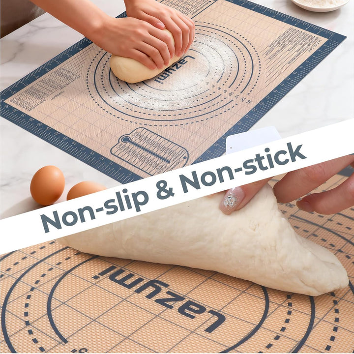 Lazymi Dick Backunterlage Silikon Gross 91 x 61 cm, Antihaft Backmatte rutschfeste Teigmatte Ausroll