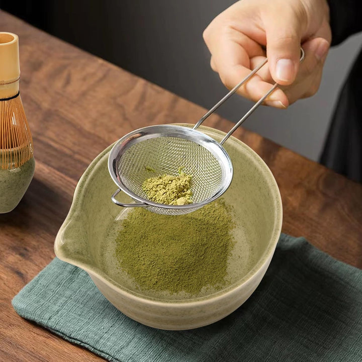 Premium Matcha Tee Set mit Bambusbesen, Keramikschale, Schaufel & Halter - Komplettes Set für Tradit