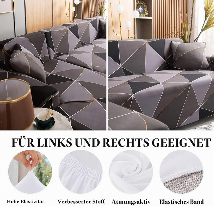 Jaotto Sofa Überwürfe Sofabezug Elastische Spandex Stretch Sofabezüge Couchbezug für L-Form Sofa Uni