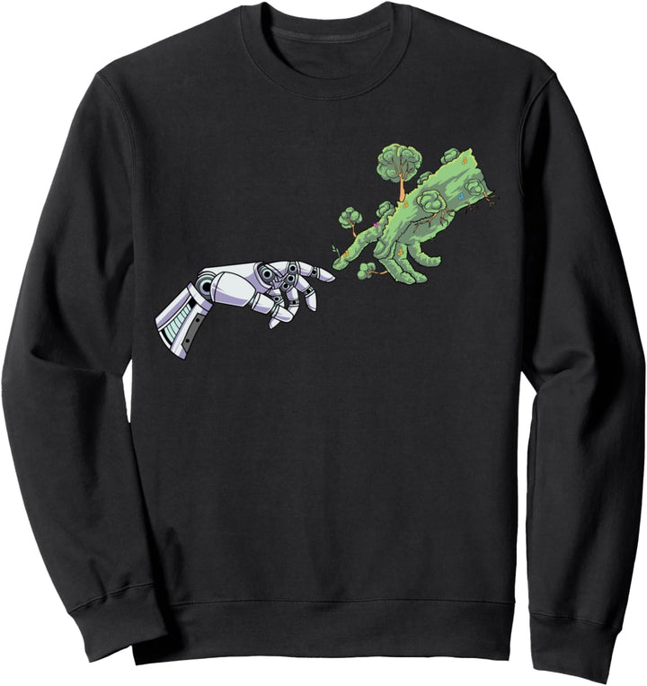 Erschaffung von Adam Michelangelo Cyborg Hand Natur Sweatshirt