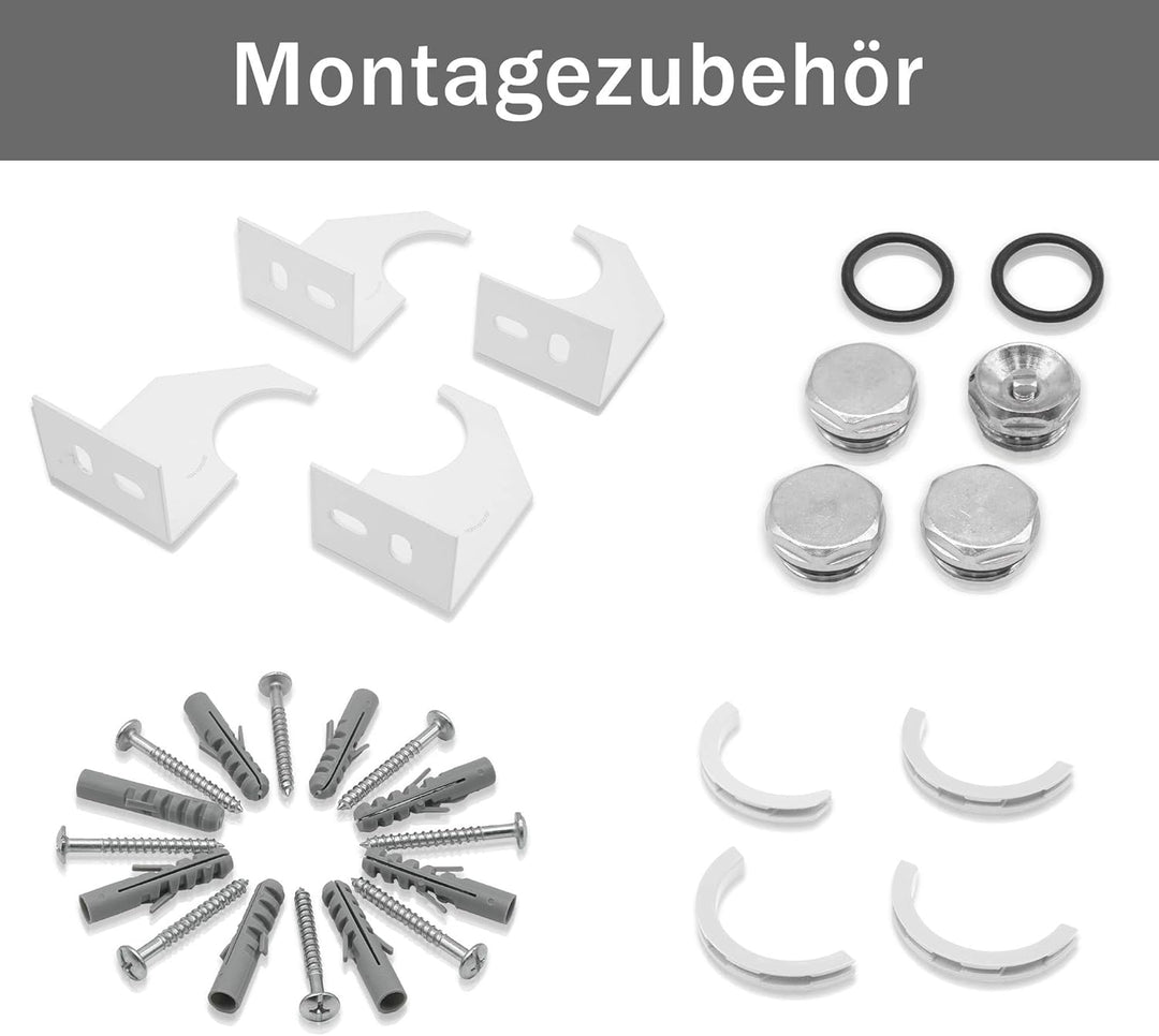 ELEGANT Design Heizkörper Horizontal mit Chrom Multiblock 630x1001mm Einlagig Weiss Badezimmer/Wohnr