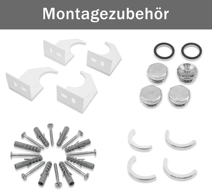 ELEGANT Design Heizkörper Horizontal mit Chrom Multiblock 630x1001mm Einlagig Weiss Badezimmer/Wohnr