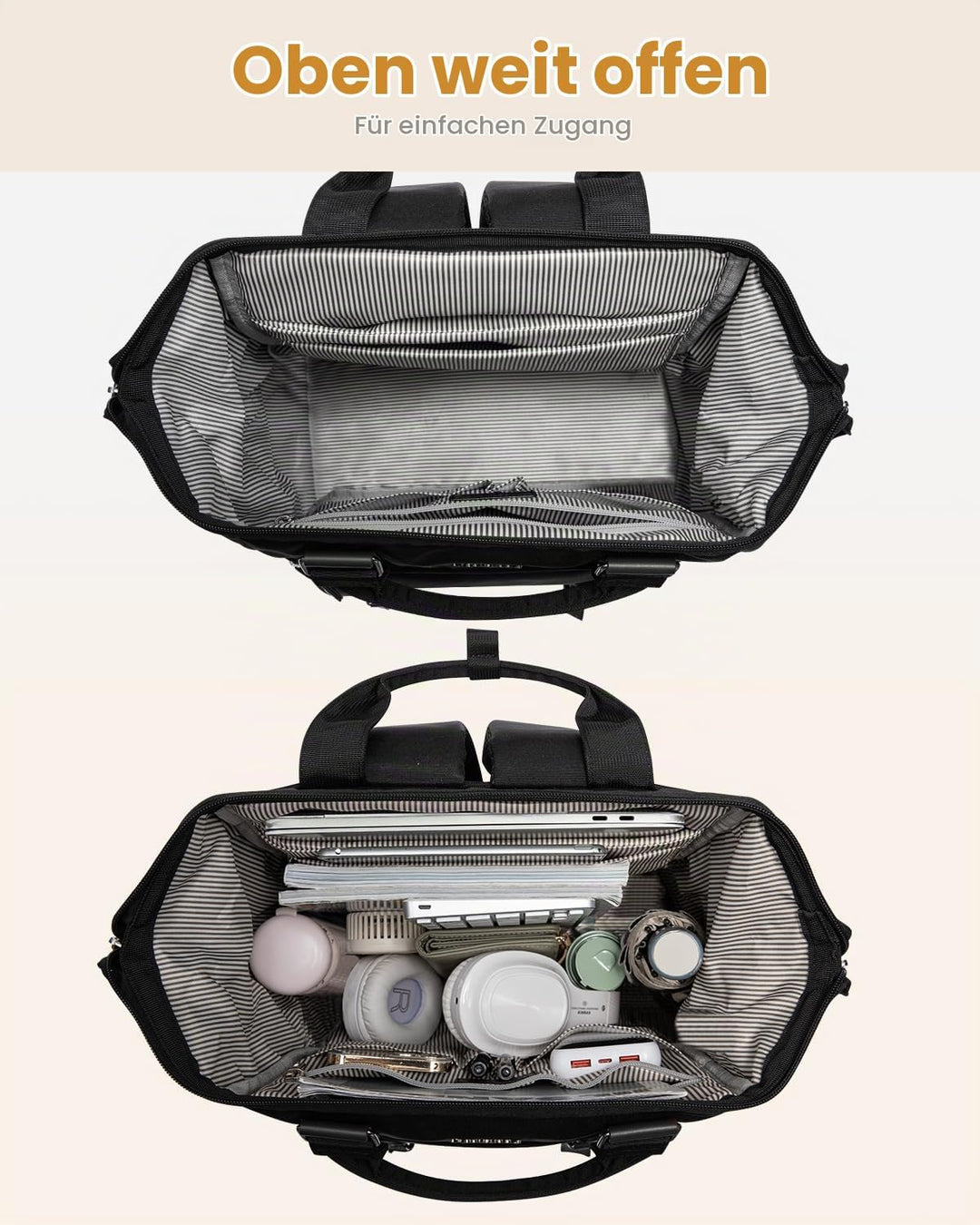 LOVEVOOK Rucksack Damen, Gross Laptop Schulrucksack Mädchen Teenager 17 Zoll mit Datenkabel-Beutel,