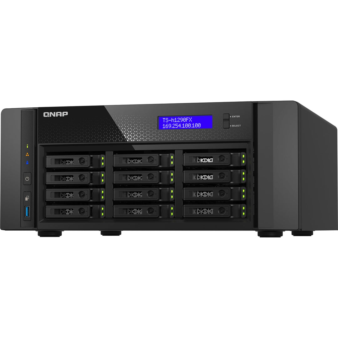 QNAP TS-h1290FX-7302P-128G | 12-Bay U.2 All-Flash, AMD EPYC, 4X PCIe Gen4, 2X 25GbE Tower NAS
