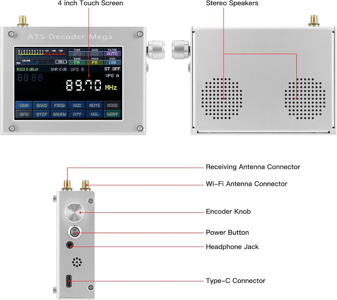 ATS-Decoder Mega SDR Radio AM FM SYNC SSB CW DIGI Empfänger Verbessert Version von ATS25 max-Decoder