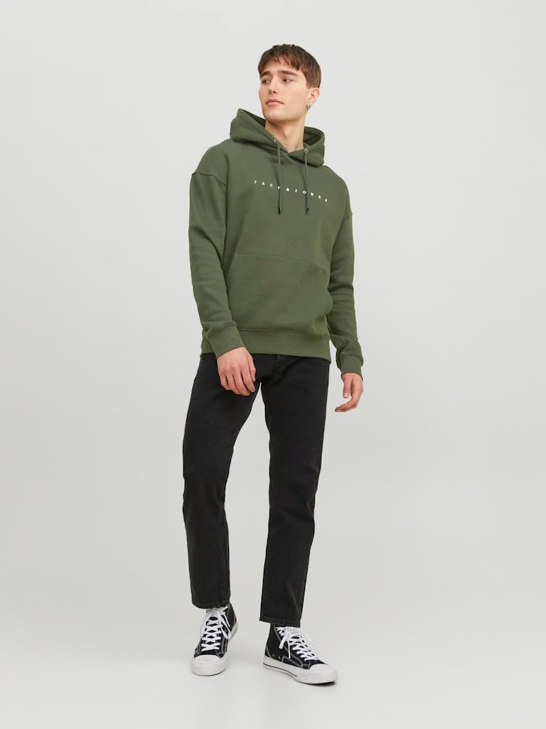 JACK & JONES Herren Hoodie Kapuzenpullover JJESTAR JJ Sweat Hood - Relaxed Fit XS Dusty Olive, XS Du