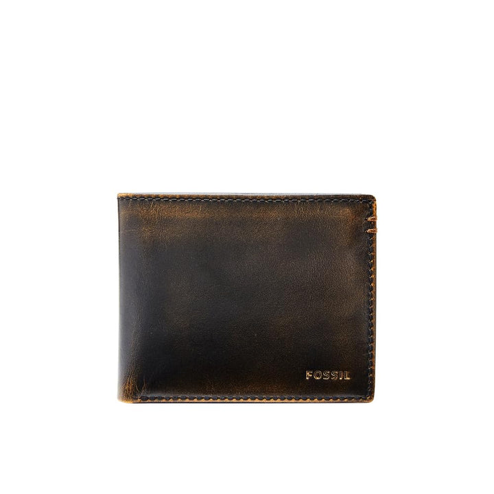 Fossil Herren Wade Leder Bifold Geldbörse 11,43 cm L x 1,905 cm B x 8,89 cm H Schwarz, Schwarz
