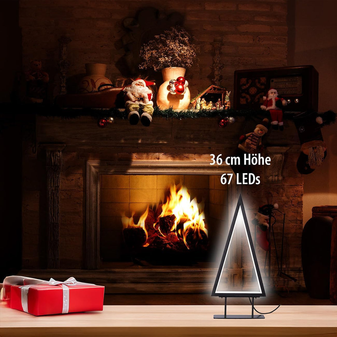 Carlo Milano LED Licht: Design-Metall-Weihnachtsbaum, 67 LEDs, 36 cm Höhe, 2 m USB-Stromkabel (Weihn