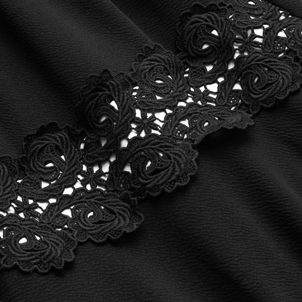 HOMEYEE Damen Vintage Rundhalsausschnitt Blumen Bestickt Knielang Elegant Cocktailkleid UKA079 L Sch