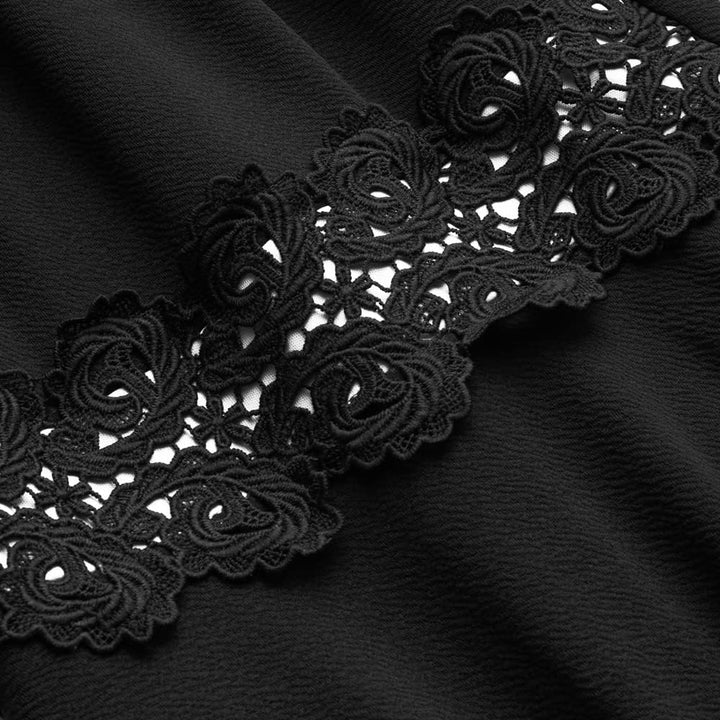 HOMEYEE Damen Vintage Rundhalsausschnitt Blumen Bestickt Knielang Elegant Cocktailkleid UKA079 S Sch