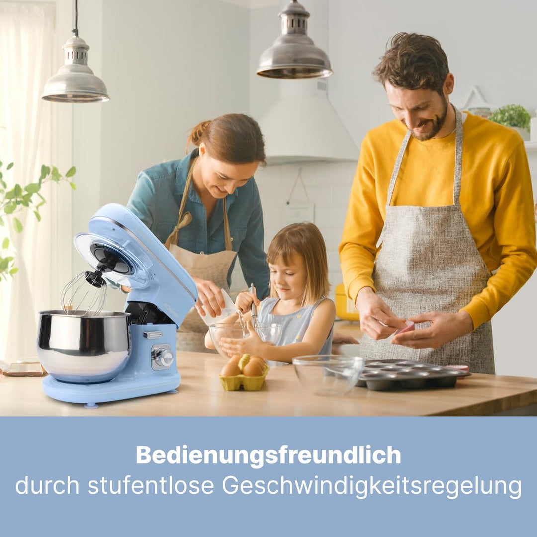 Bomann® Retro Küchenmaschine zum backen | Knetmaschine 5L mit starkem 1100W Motor | Teigmaschine ink