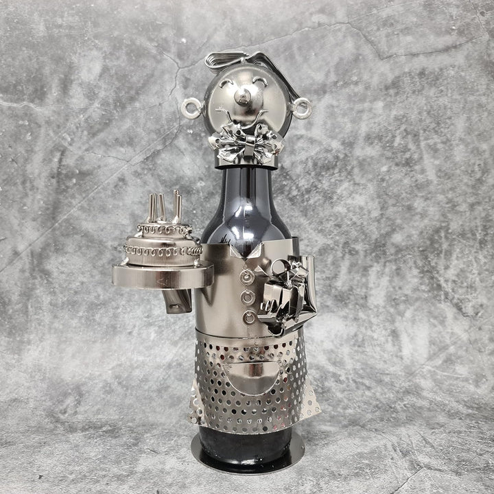 Lifestyle & More Moderner Flaschenhalter Bierflaschenständer Geburtstag aus Metall in Silber Höhe 24