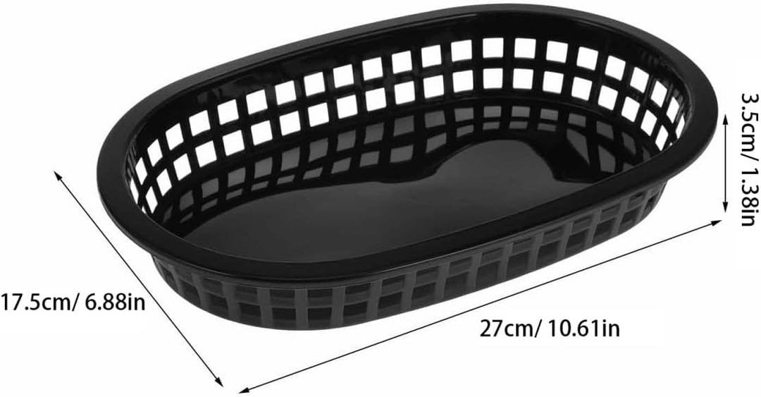 Angoily Kunststoff Fast Food Körbe -12 Stück Schwarzbrotkörbe zum Servieren - 23,5 x 15 x 3,5 cm Wie